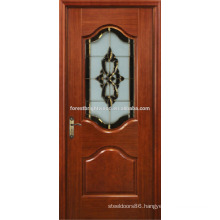 Mahogany Veneered Painted Carved Fancy Wood Door Design with Art Glass